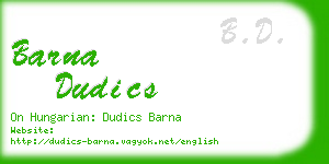 barna dudics business card
